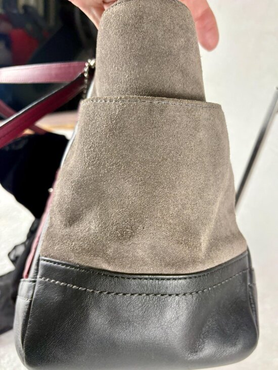 Coach Carrie Park Quilted Colorblock Tote in Burgundy, Black and Grey with Scarf main image 13